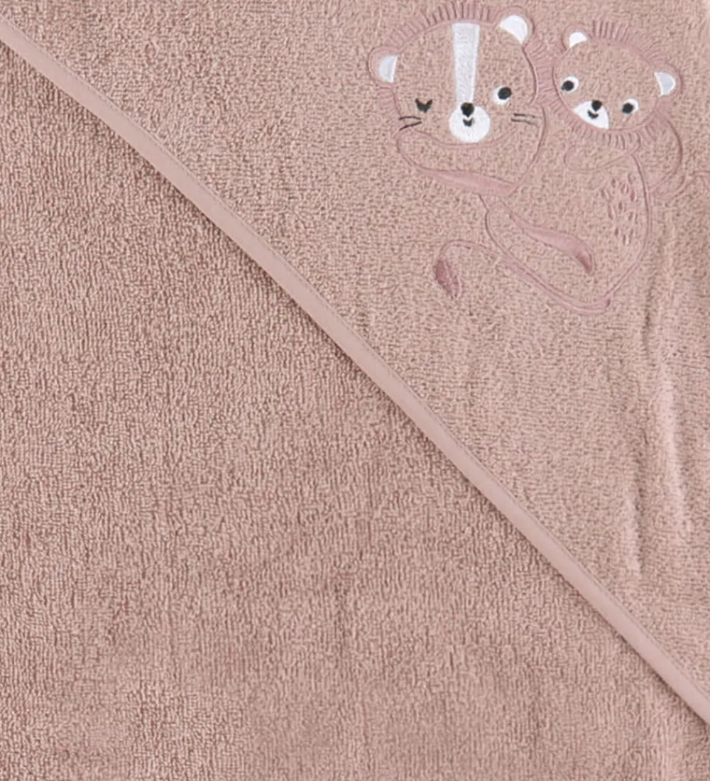 Nørgaard Madsens Babyhåndklæde- Og Poncho|Håndklæder|Babyhåndklæde - 100x100 cm - Mauve m. Løver
