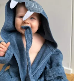 Børn Nørgaard Madsens Badekåber>Badekåbe - Middle Blue m. Hvalros