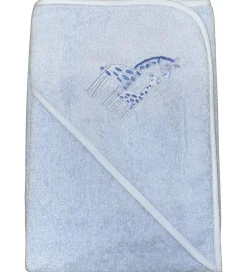 Nørgaard Madsens Babyhåndklæde- Og Poncho|Håndklæder|Badeslag - 75x75 cm - Lyseblå m. Giraffer