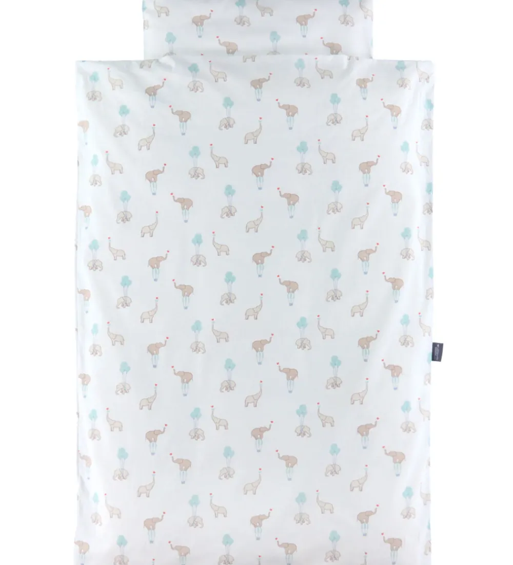 Nørgaard Madsens Sengetøj>Sengetøj - Baby - Hvid m. Elefanter