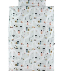 Nørgaard Madsens Sovetid|Sengetøj>Sengetøj - Junior - Grå m. Veje/Arbejdsmaskiner