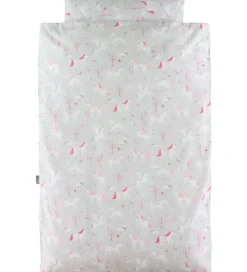 Nørgaard Madsens Sovetid|Sengetøj|Sengetøj - Junior - Grå m. Pink Enhjørninger