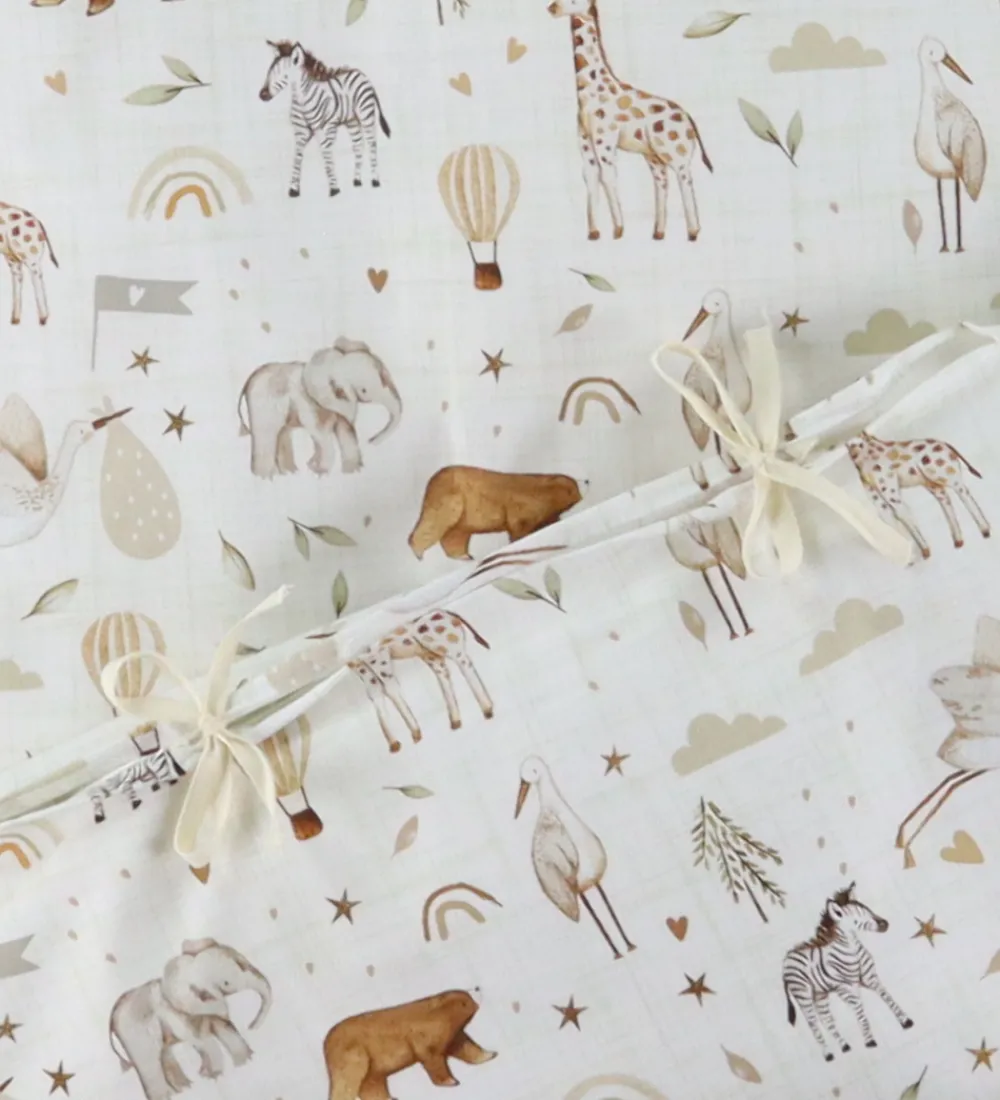 Nørgaard Madsens Sengetøj|Sengetøj - Baby - Beige m. Striber/Zoodyr