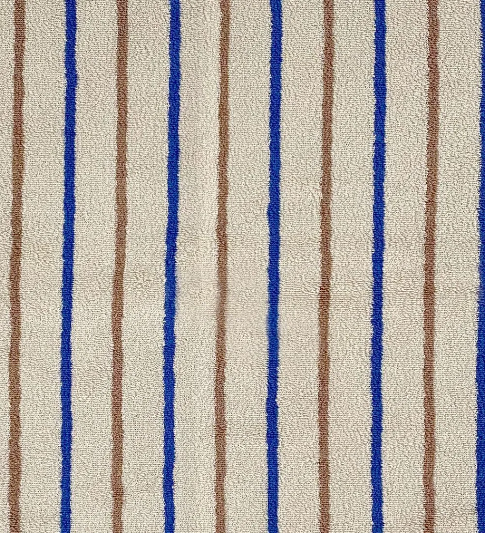 OYOY Babyhåndklæde- Og Poncho>Babyhåndklæde - 100x100 cm - Raita - Karamel/Optic Blue