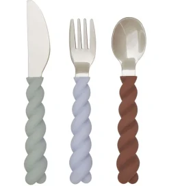 Børn OYOY Spisesæt|Børnebestik|Bestik - Silikone - 3 dele - Mellow Cutlery - Pale Mint/Cho