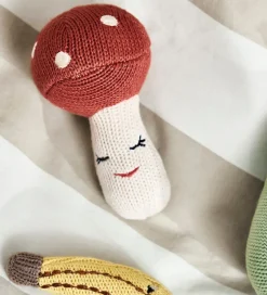 OYOY Gribelegetøj>Rangle - Strik - Mushroom - Offwhite/Rød