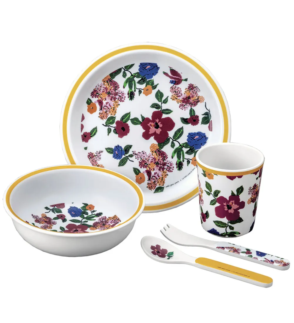 Petit Jour Paris Spisesæt|Spisesæt - 5 Dele - Melamin - Blomster