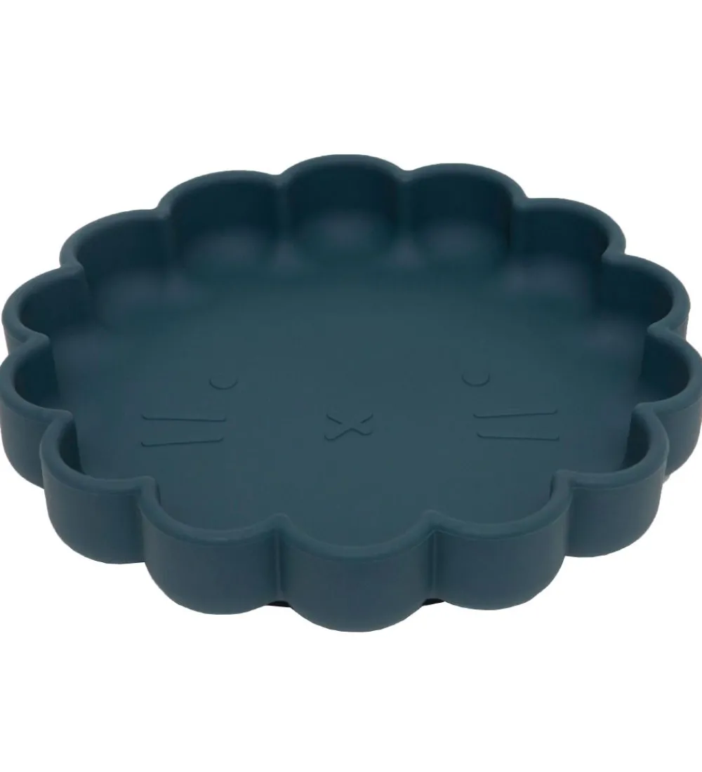 Petit Monkey Tallerkener>Tallerken m. Sugekop - Silikone - Lion - Balsam Blu