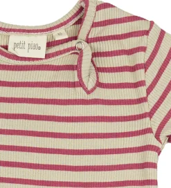 Børn Petit Piao Sommerdragter|Sommerdragt - Rib - Modal - Light Berry/Dark Off Whit