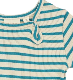 Børn Petit Piao Sommerdragter|Sommerdragt - Rib - Modal - Turquise/Dark Off White