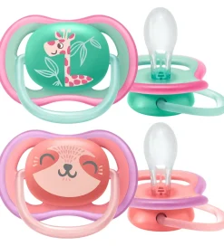Philips Avent Sutter|Sutter - 2-pak - Ultra Air - Rosa/Grøn m. Print
