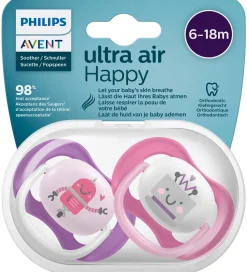 Philips Avent Sutter|Sutter - 2-pak - Ultra Air - Pink/Lilla m. Robot
