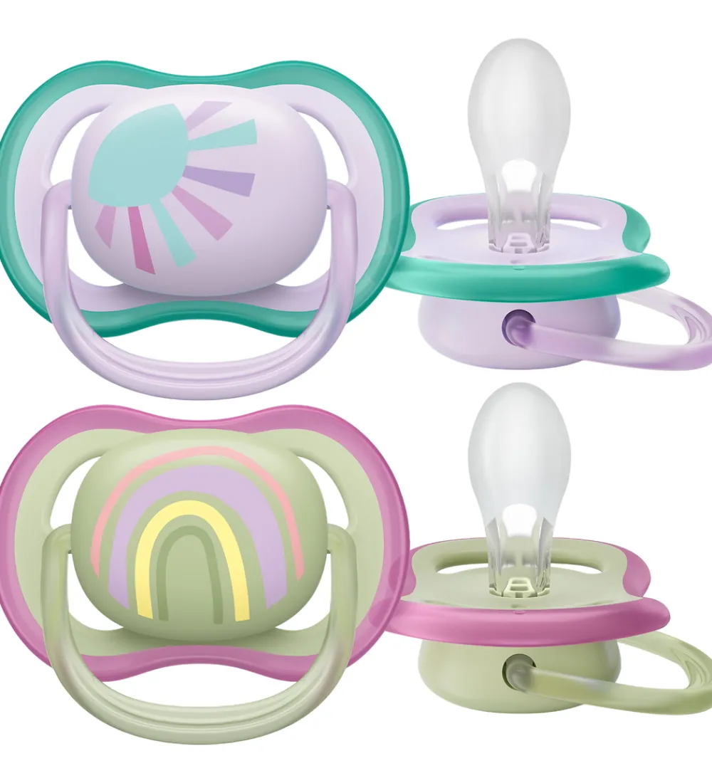 Philips Avent Sutter>Sutter - 2-pak - Ultra Air - Grøn/Lilla m. Print