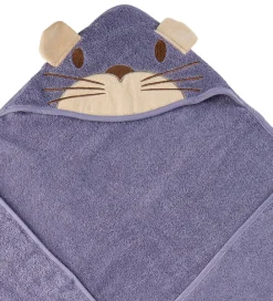 Pippi Baby Babyhåndklæde- Og Poncho>Babyhåndklæde - 83x83 cm - Lavendel m. Kat