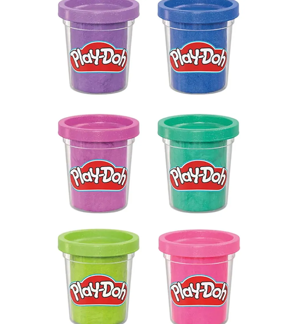 Play-Doh Modellervoks|Modellervokssæt - 6-pak - Sparkle Collection - 340g