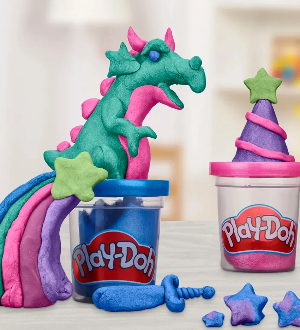 Play-Doh Modellervoks|Modellervokssæt - 6-pak - Sparkle Collection - 340g