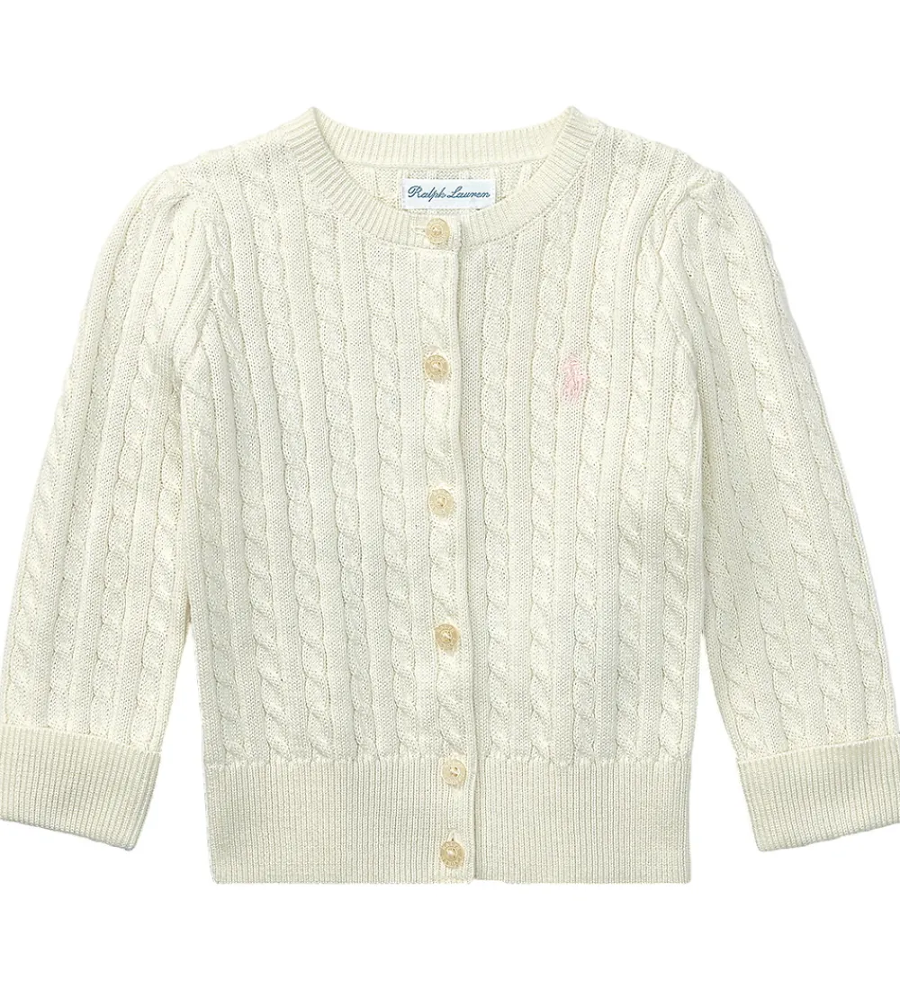 Børn Polo Ralph Lauren Striktrøjer|Cardigan - Strik - Mini Cable - Warm White