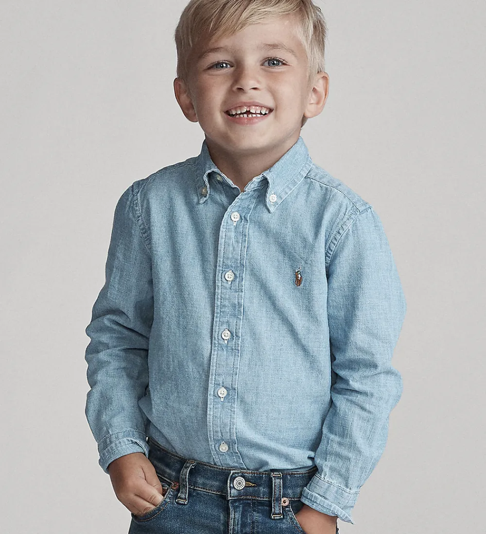 Børn Polo Ralph Lauren Konfirmationstøj|Denimskjorte - Blå