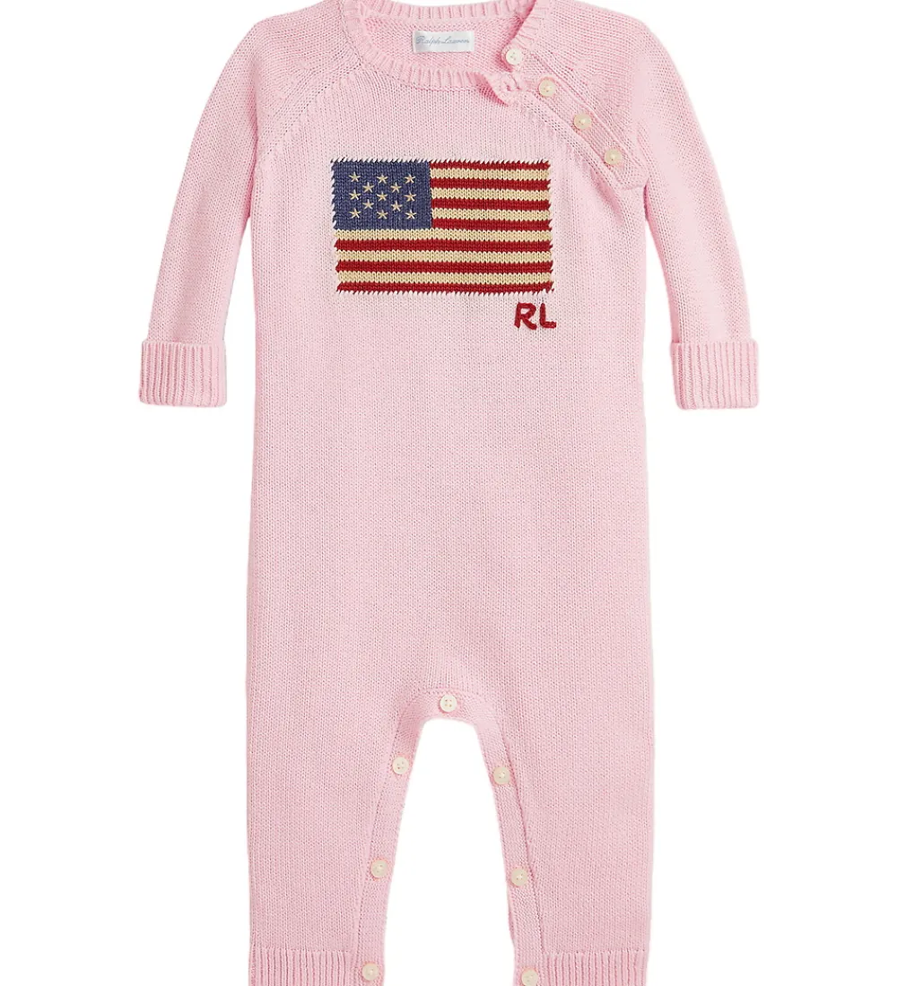 Børn Polo Ralph Lauren Heldragter|Heldragt - Strik - Acacia Pink m. Flag