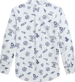 Børn Polo Ralph Lauren Konfirmationstøj>Skjorte - Hvid/Lyseblåstribet m. Navy