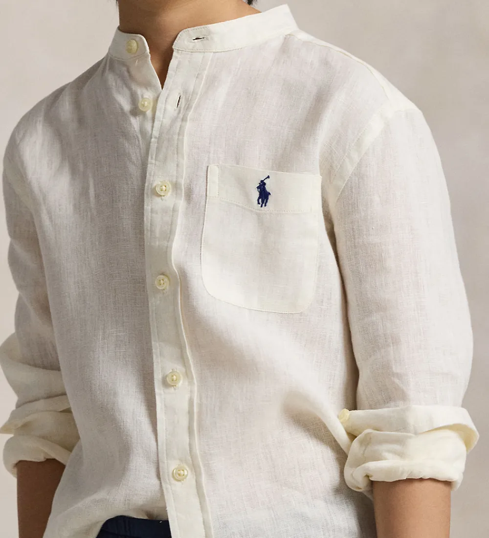 Børn Polo Ralph Lauren Konfirmationstøj|Skjorte - Hør- Postboy - Hvid