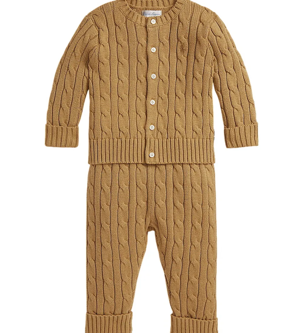 Børn Polo Ralph Lauren Striktrøjer|Sæt - Cardigan/Bukser - Strik - Classic Camel