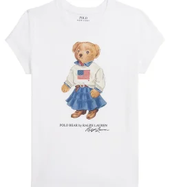 Børn Polo Ralph Lauren T-Shirts|Pigetøj|T-shirt - Hvid m. Bamse