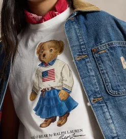 Børn Polo Ralph Lauren T-Shirts|Pigetøj|T-shirt - Hvid m. Bamse