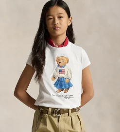 Børn Polo Ralph Lauren T-Shirts|Pigetøj|T-shirt - Hvid m. Bamse