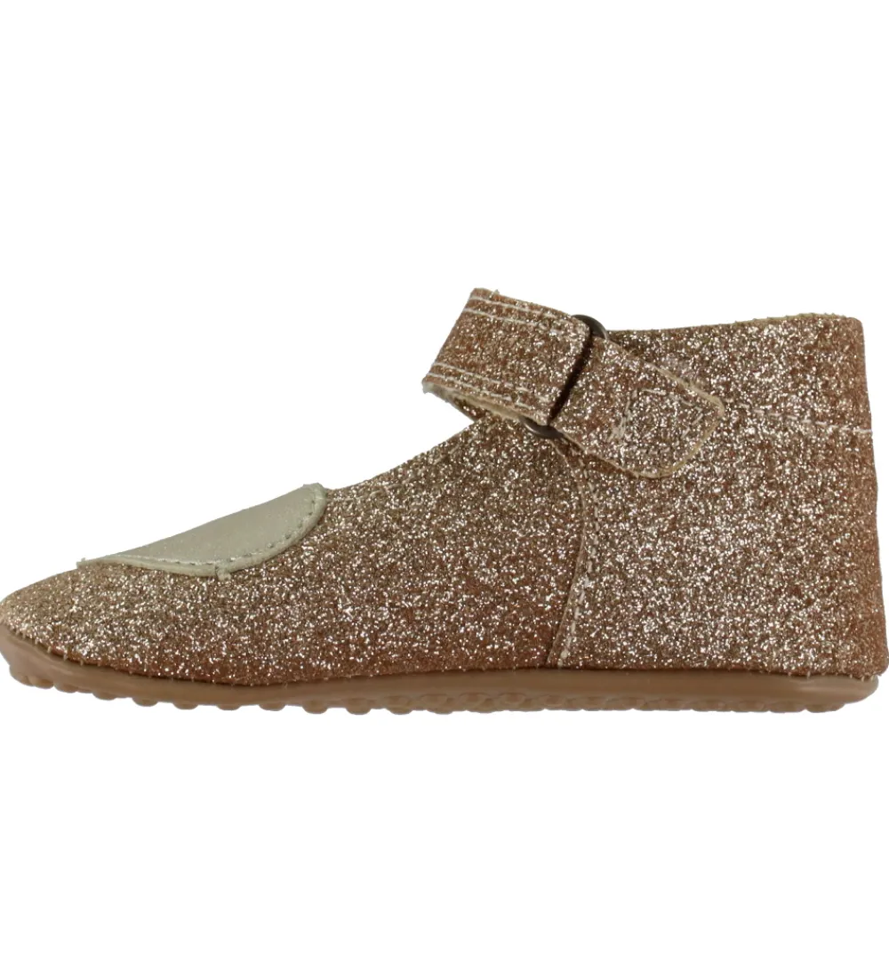 Pom Pom Begyndersko|Ballerina Hjemmesko - Beginners Heart - Gold Glitter