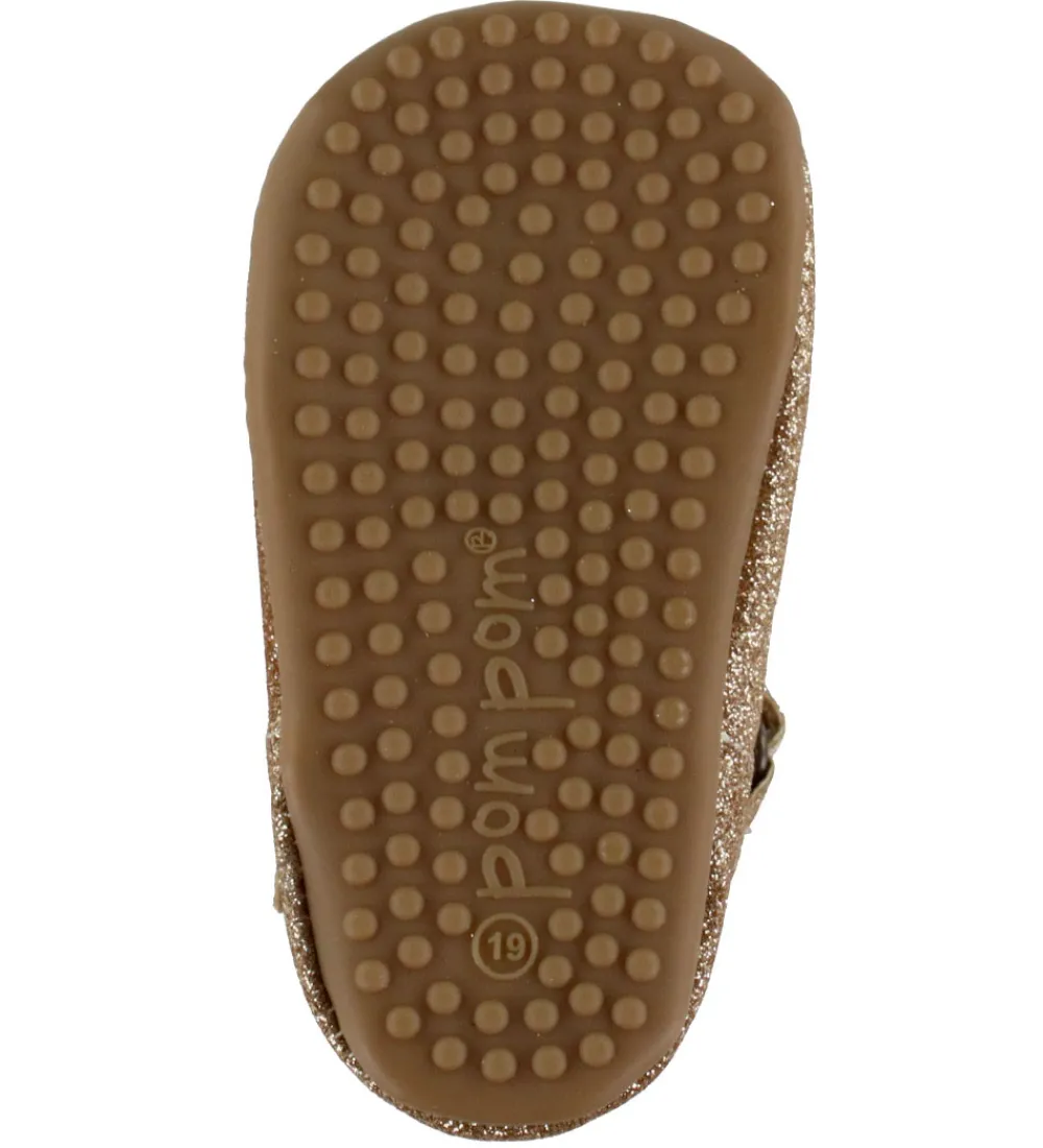 Pom Pom Begyndersko|Ballerina Hjemmesko - Beginners Heart - Gold Glitter