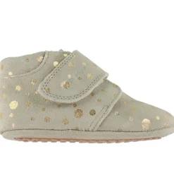 Børn Pom Pom Børnesko Og Babysko|Begyndersko|Skindfutter - Beginners Velcro - Noos - Gold Dot