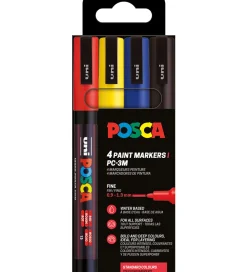 Posca Tuscher Og Farver>Tuscher - PC-3M - 4 stk. - Rød/Gul/Blå/Sort