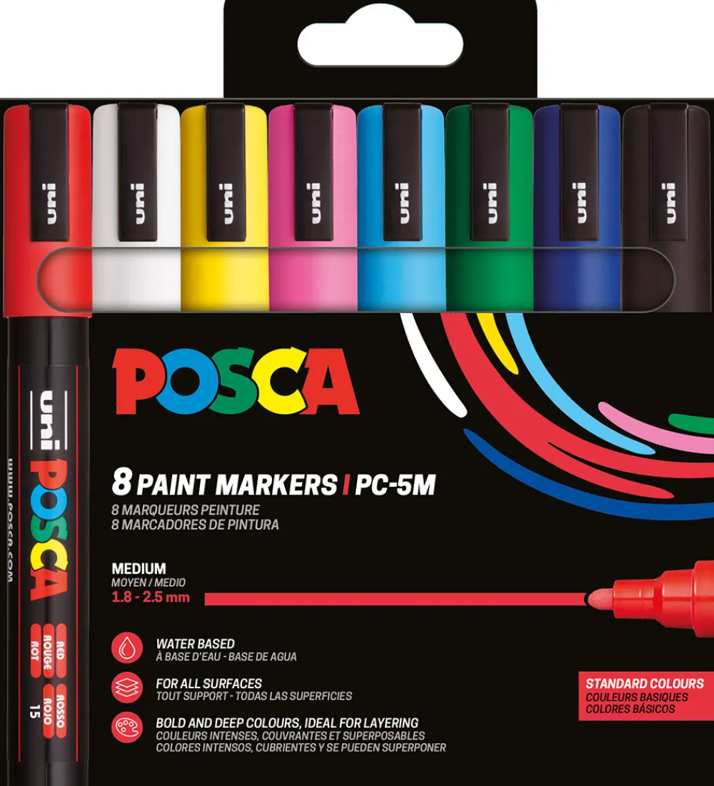 Posca Tuscher Og Farver>Tuscher - PC-5M - 8 stk. - Multifarvet