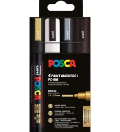 Posca Tuscher Og Farver|Tuscher - PC-5M - 4 stk. - Sort/Hvid/Sølv/Guld
