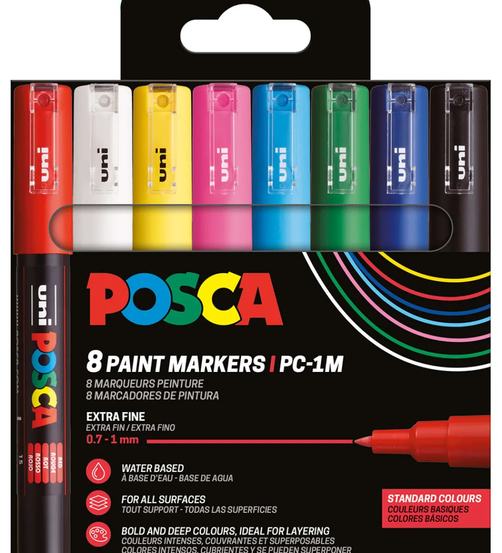 Posca Tuscher Og Farver>Tuscher - PC-1M - 8 stk. - Multifarvet