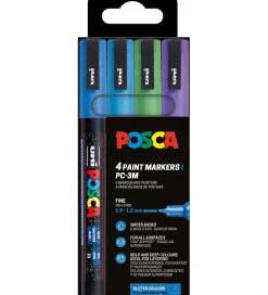 Posca Tuscher Og Farver|Tuscher - PC-3M - 4 stk. - Blå/Grøn/Lilla m. Glimmer