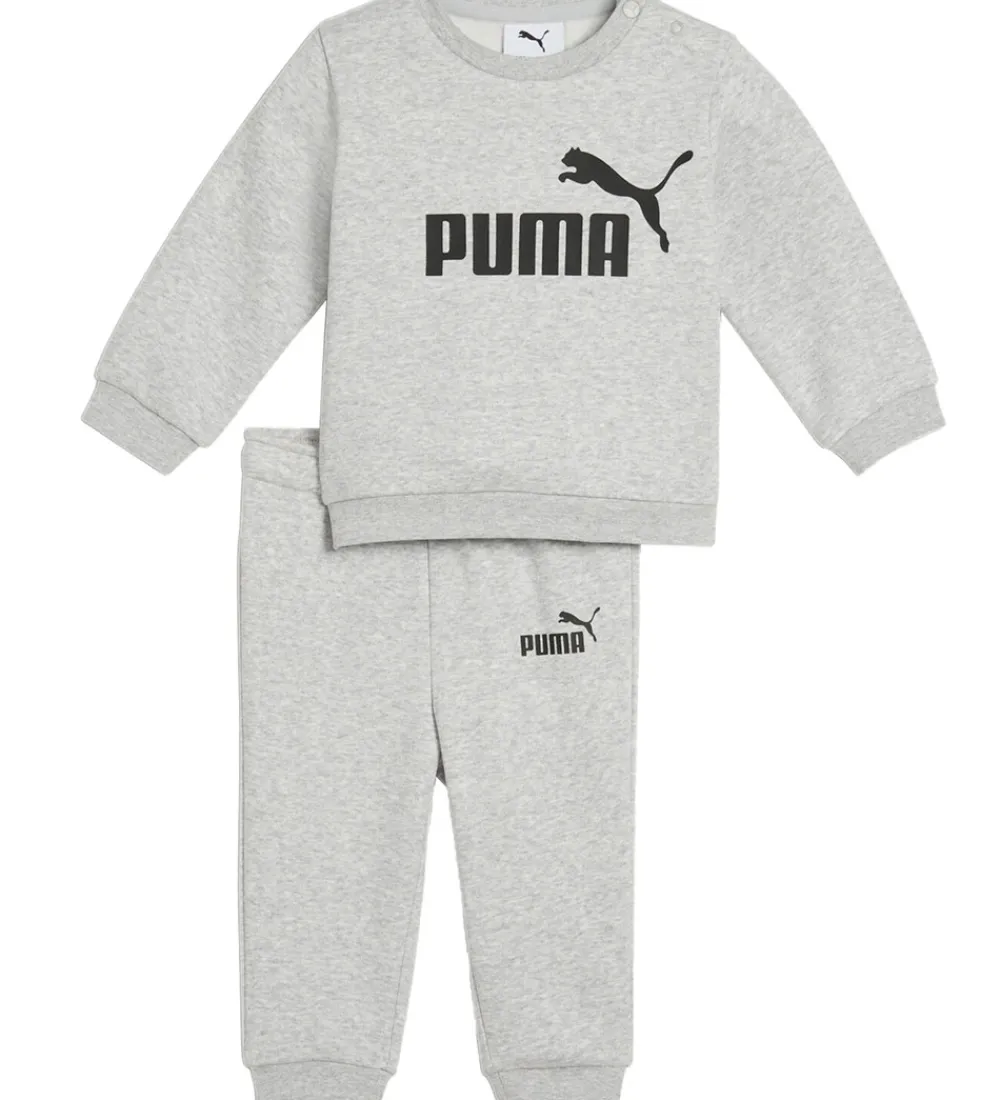 Puma Træningssæt|Sweatsæt - Minicats Ess Crew - Light Gray Heather