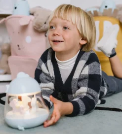 Rabbit & Friends Natlamper|Lampe - 16x13 cm - Karrusel m. Musik - Blå