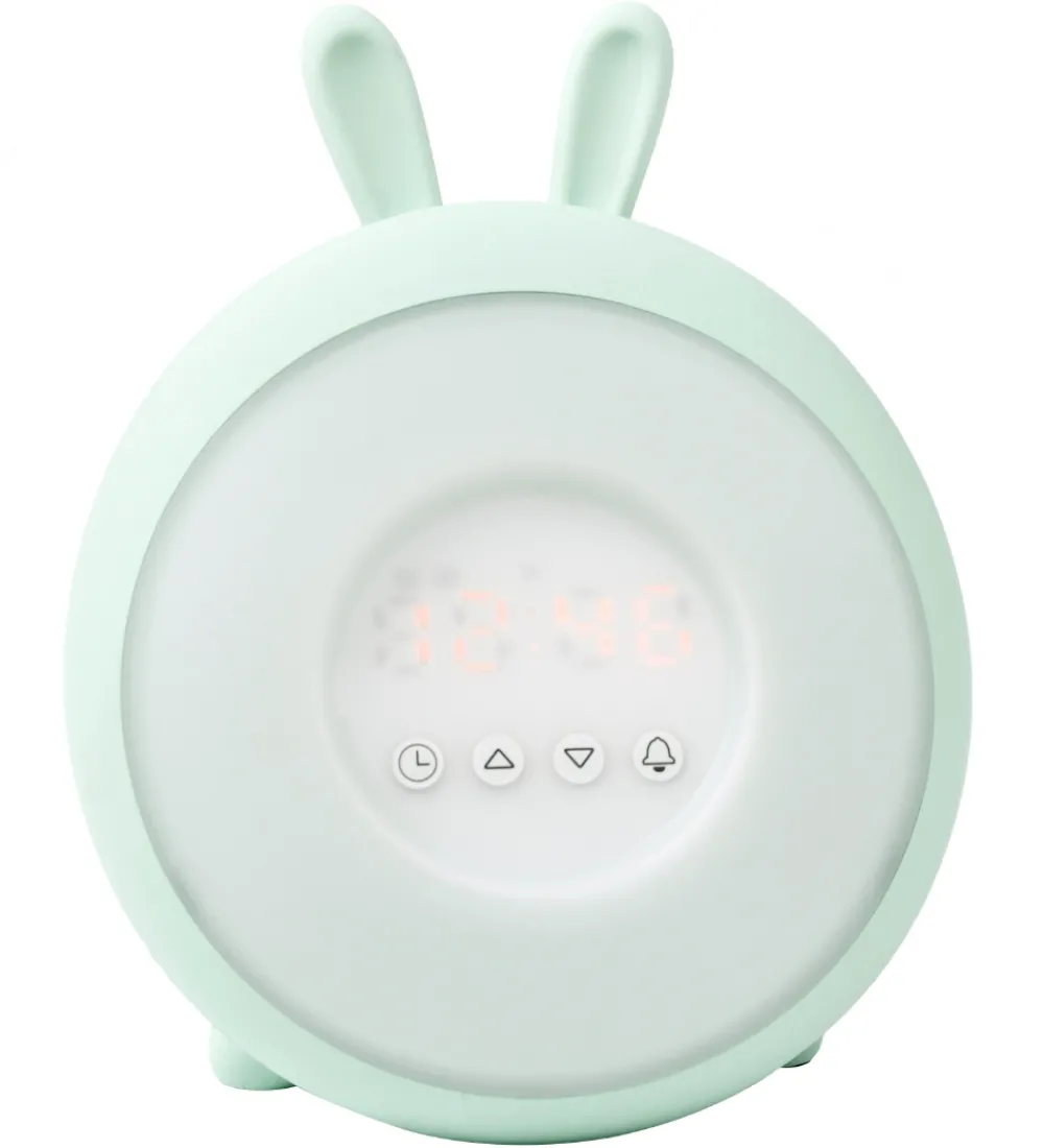 Rabbit & Friends Fritstående Lamper|Natlamper|Vækkeur m. Lys - 20x15x6 cm - Wake Up - Grøn