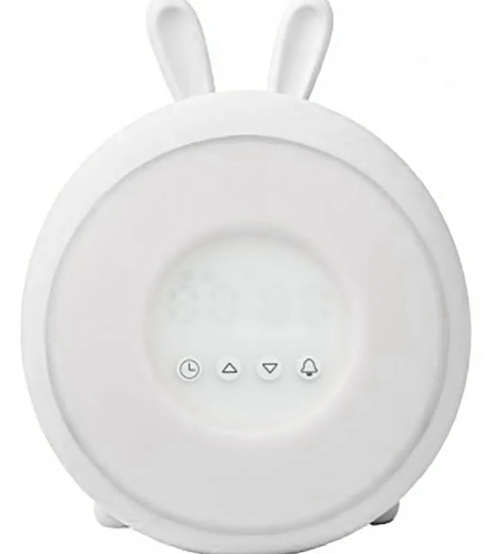 Rabbit & Friends Natlamper|Lamper>Vækkeur m. Lys - Wake Up - 20x15x6 cm - Hvid