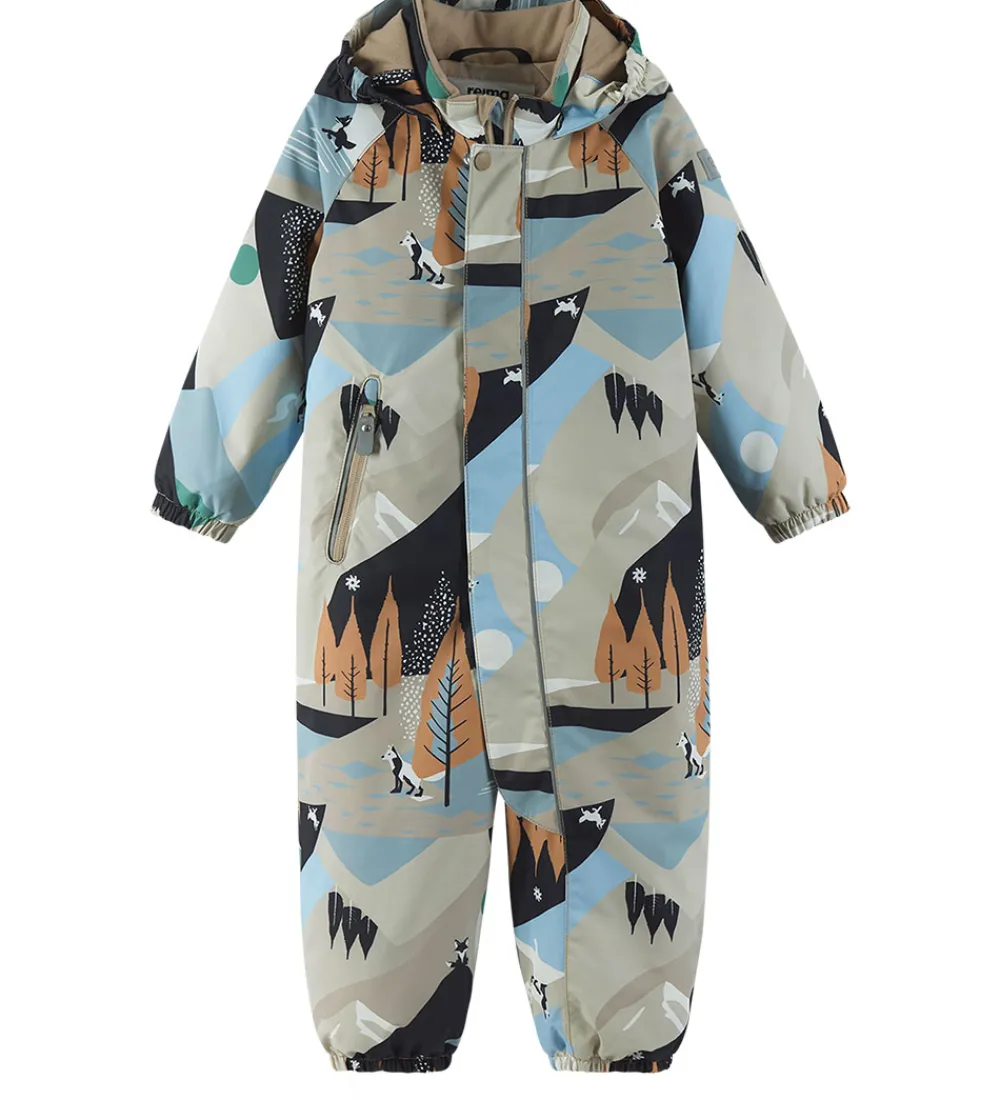 Børn Reima Flyverdragter|Flyverdragt - Puhuri - Earthy Beige m. Print