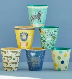Rice Kop Og Tudekop>Kopper - Melamin - 6 stk. - 160 ml - Blå/Jungle Print
