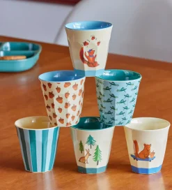 Rice Kop Og Tudekop>Kopper - Melamin - 6 stk. - 160 ml - Blå/Happy Forest Print