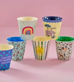 Rice Kop Og Tudekop>Kopper - Melamin - 6 stk. - 160 ml - Blå/Funky Prints