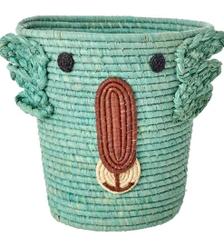 Rice Kurve|Opbevaring|Opbevaringskurv - Raffia/Søgræs - 20x30 cm - Aqua/Koala