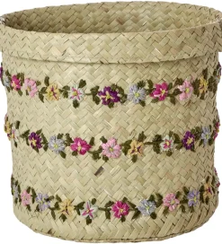Rice Kurve|Opbevaring|Opbevaringskurv - Raffia - Large - Flower Vines - 20x20 cm
