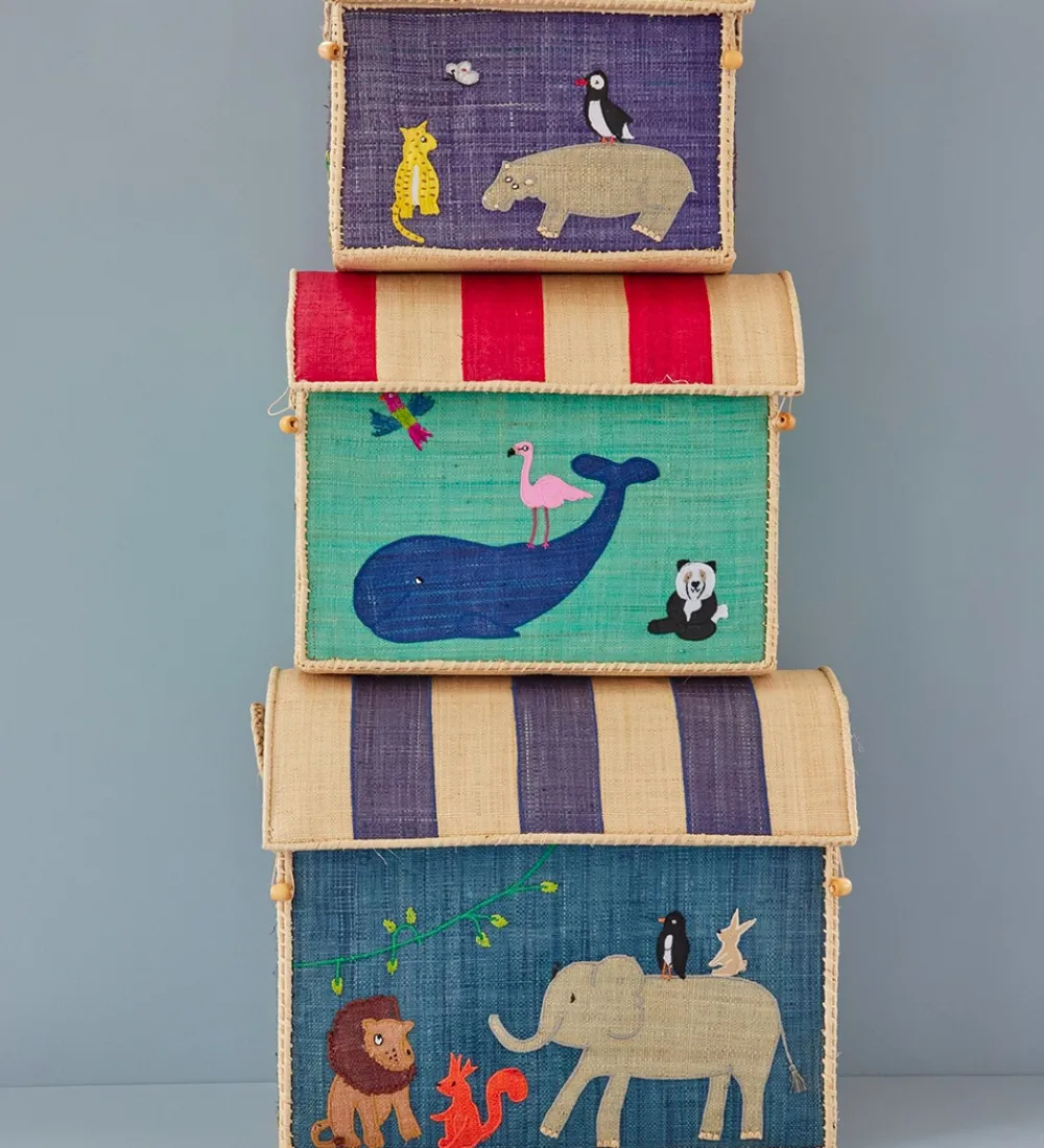 Rice Kurve|Opbevaringskurve - Raffia - 3 stk. - 52/45/37 cm - Jungle