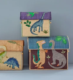 Rice Kurve>Opbevaringskurve - Raffia - 3 stk. - 52/45/37 cm - Dinosaur