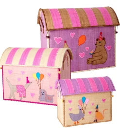 Rice Kurve>Opbevaringskurve - Raffia - 3 stk. - 52/45/37 cm - Pink Par